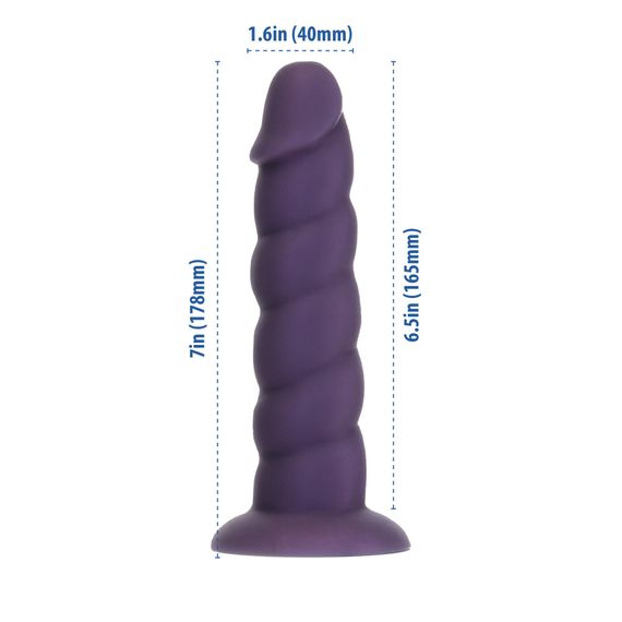Фалоімітатор Fantasy by Addiction Unicorn Dildo 7” Purple, віброкуля в подарунок | Зображення 1