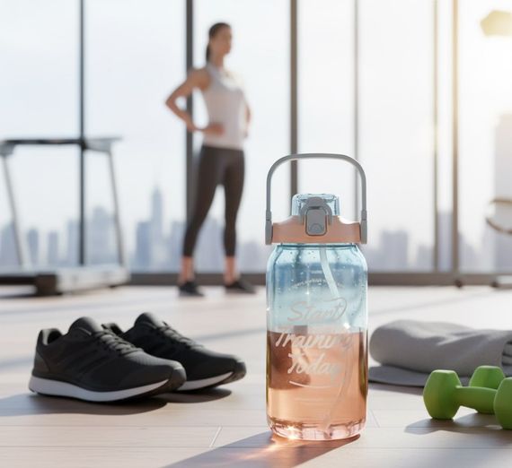 Спортивная бутылка для воды START TRAINING (1500 мл) - Голубая с ручкой | Зображення 6