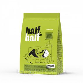 Корм сухой HalfHalf для котов с чувствительным пищеварением с индейкой 300 г