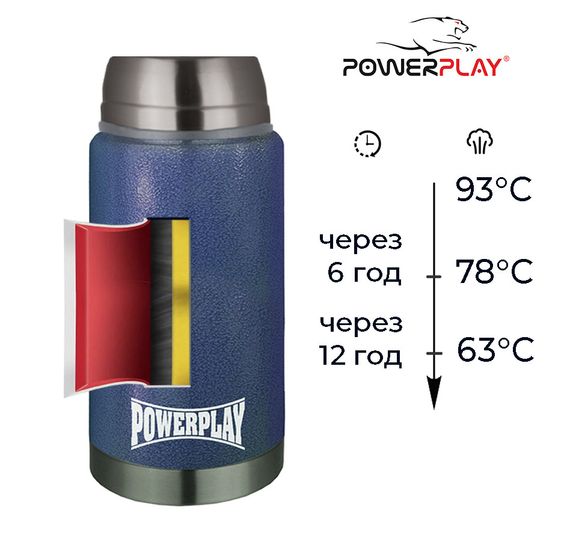 Термос харчовий PowerPlay 9002 Синій 750 мл | Зображення 2