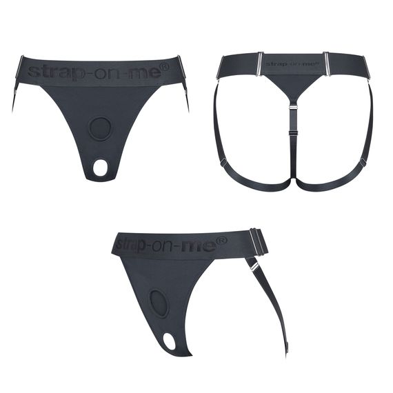 Трусики для страпона Strap-On-Me HARNAIS LINGERIE UNIQUE, One Size, серые | Зображення 1
