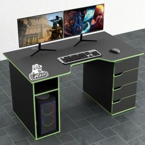 Стол компьютерный Comfy-Home Rasin RS-1 черныйзеленый