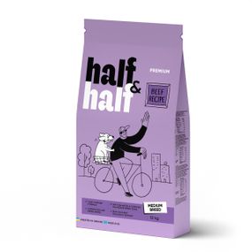 Корм Half&Half Adult Dogs Medium Breed сухий з яловичиною для дорослих собак середніх порід 12 кг