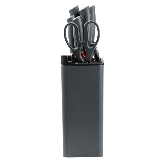 Набор кухонных ножей 5 штук с ножницами и овощечисткой 33/23.5/24.5/19.5 см Черный HP27476 | Зображення 4