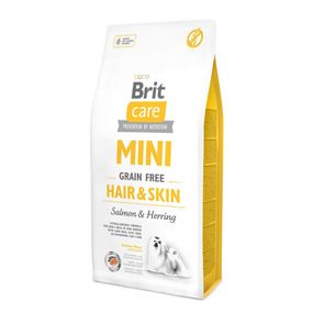 Корм сухий Brit Care Grain Free Mini Hair Skin для собак мніатюрних порід для шкіри та шерсті з лососем та оселедцем 7 кг