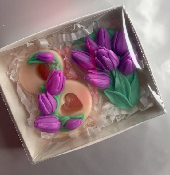 Подарочный набор мыла «8 Березня и Букет тюльпанов», мыло ручной работы | Зображення 2