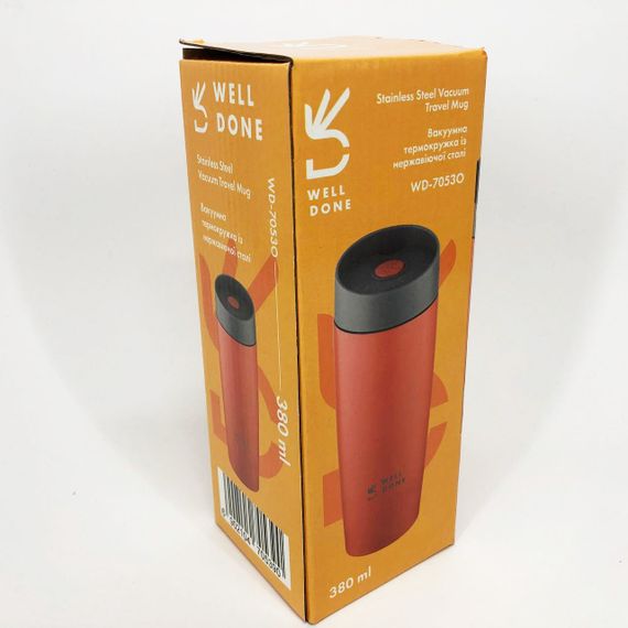 Якісний термос маленький Well Done WD-7053O 380 мл, Термос похідний для напоїв для чаю помповий AE-82 | Зображення 8