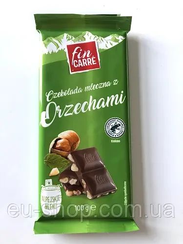 Молочный шоколад  Fin Carre с лесными орехами (фундук), 100 г