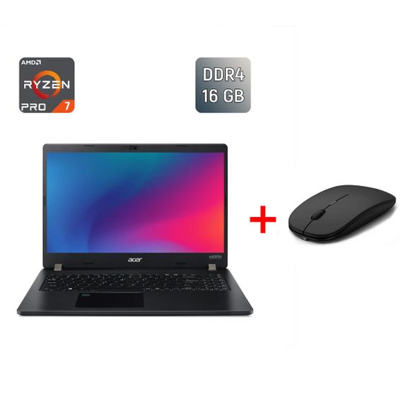 Ноутбук Б-клас Acer Travelmate P215-41-G2 / 15.6" (1920x1080) IPS / AMD Ryzen 7 Pro 5850U (8 (16) ядер по 1.9 - 4.4 GHz) / 16 GB DDR4 / 256 GB SSD / AMD Radeon Vega 8 / WebCam б/в + Подарунок Бездротова миша / USB
