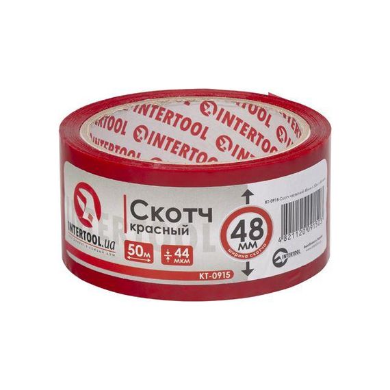 Скотч червоний 48 мм*50 м*44мкм INTERTOOL KT-09151