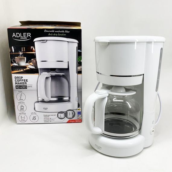 Кофеварка крапельна Adler AD 4383 white 1.5Л 900 Вт WF-53