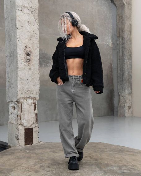 Женская короткая куртка мех Тедди, MN0002  цвет черный, размер M | Зображення 2