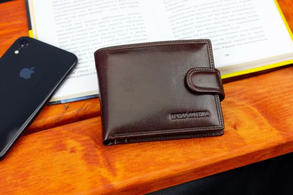 Коричневое мужское портмоне на кнопке из натуральной кожи Marco Coverna B047-802 | Зображення 7