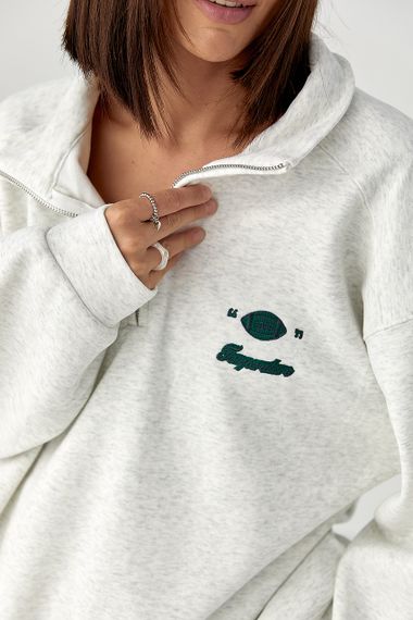 Спортивний теплий костюм з вільним світшотом і штанами - світло-сірий цвет, ONE SIZE (є розміри) | Зображення 3