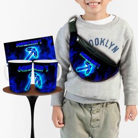 Набор: детская сумка-бананка+кружка Майнкрафт Кирка "Minecraft" 32х15см,бананка для мальчика через плечо (00932)