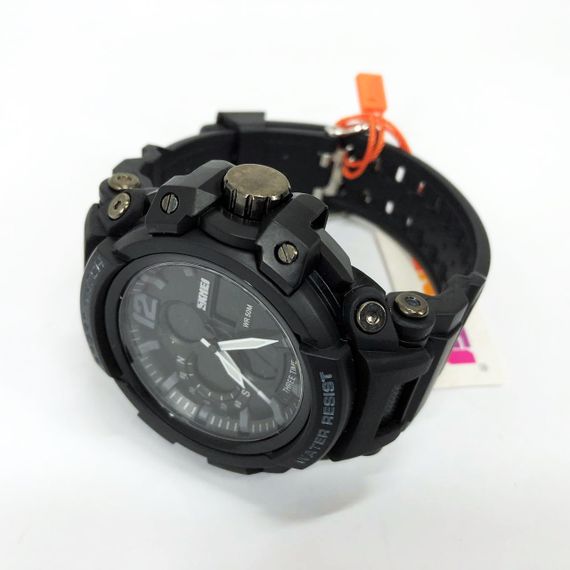 Годинник наручний чоловічий SKMEI 1343BK BLACK, годинник тактичний протиударний. Колір: чорний | Зображення 9