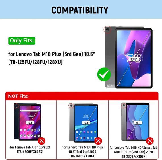 Чехол с Bluetooth-клавиатурой для Lenovo Tab M10 Plus 3-го поколения 10.6”, голубой с держателем для стилуса | Зображення 2