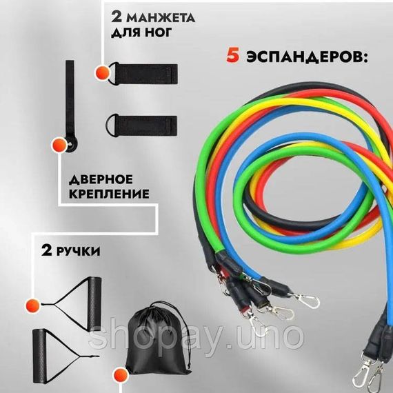 Лента для пилатеса exercise pipe, Набор резинок для фитнеса, Силовой эспандер упражнения OX-95 | Зображення 8