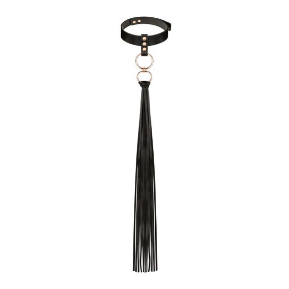 Нашийник із флоггером Rosy Gold — Collar with Flogger — Black Sex Aura
