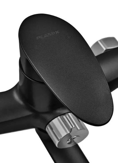Змішувач для ванни Plamix CEZAR-006 EURO SET Matte black, зі шлангом, лійкою та кронштейном (PM0690) | Зображення 5