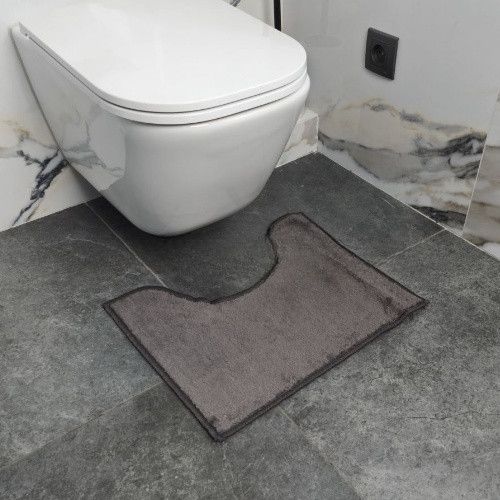 Набір килимків для ванної кімнати 2шт 50*80см+40*50см U-виріз Полоса Smile темно-сірий поліпропілен Дариана | Зображення 1