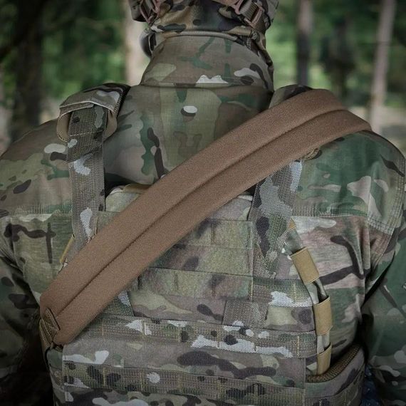 Ремінь  двоточковий збройовий  з широким наплічником та посиленим карабіном койот | Зображення 2