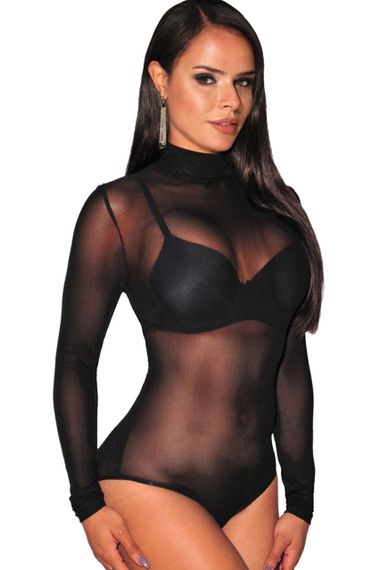 Еротичне чорне боді з довгим рукавом R80303-1 S/M sexstyle