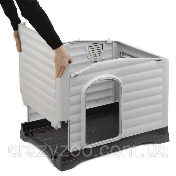 Будка для собак Ferplast Dogvilla 90 термопластиковая серая 88x72x65 см 87255099 | Зображення 4