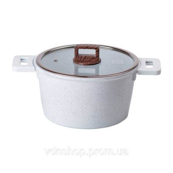 Алюмінієва каструля з керамічним покриттям антипригарним Ø 24 см Біла MGC HP-4-441