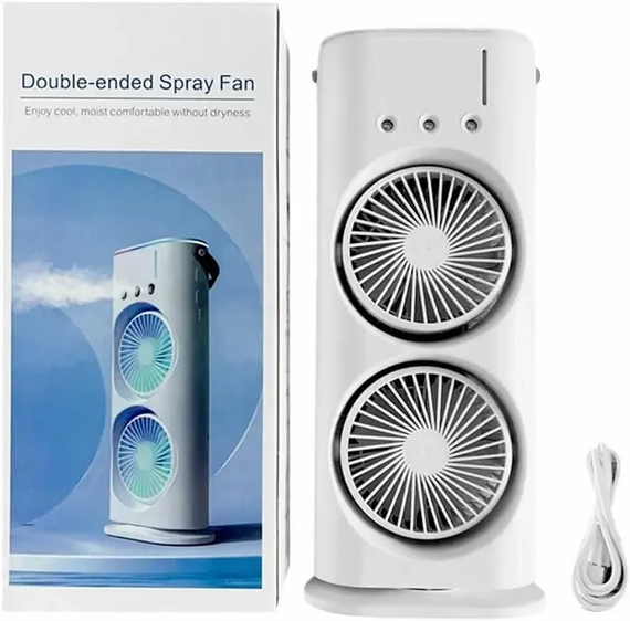 Вентилятор настільний подвійний з охолодженням Double-ended Spray Fan LED-підсвічування 3 швидкості, розпилювач водяного туману | Зображення 5
