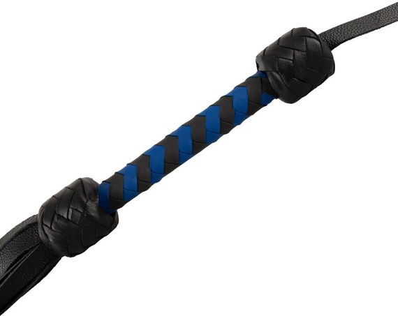 Флогер шкіряний ZADO TOOLS Leather Flogger із плетеною ручкою, чорно-синій Sex Aura | Зображення 2