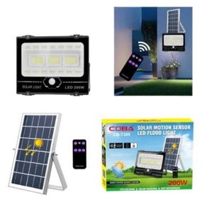 Фонарь уличный с солнечной панелью и датчиком движения 200 Вт COBA CB-T305