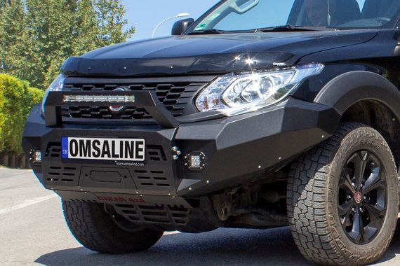 Передний бампер Dakar Чёрный без сенсора, с подсветкой -2023 Защита картера для Fiat Fullback 2016↗ гг.