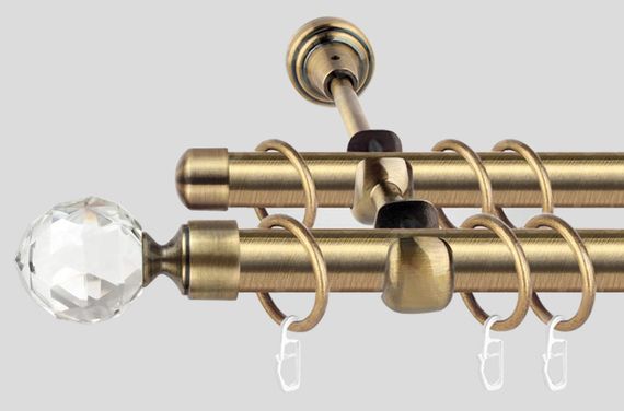 Карниз для штор дворядний металевий 19 мм, Білий Кристал (комплект) 200 див.