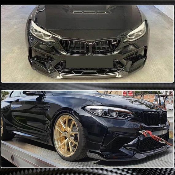 Накладка на передній бампер Lip V3 (для F87 M2 Competition, Карбон) для BMW 2 серія F22/23 2014-2021 рр | Зображення 4