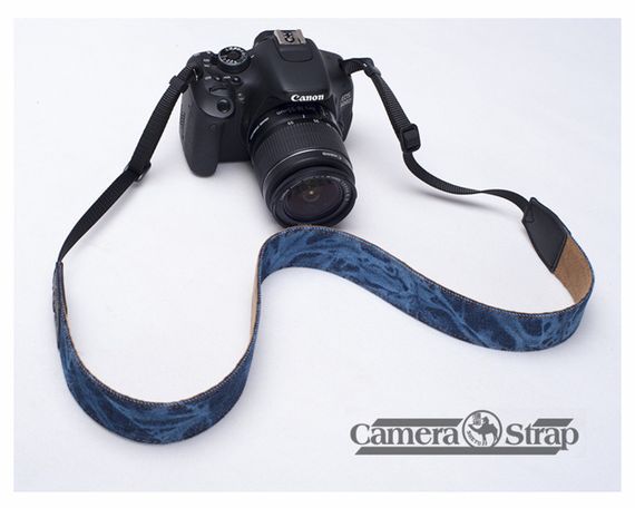 Ремінь для фотоапарата універсальний нашийний тканинний CAMERA STRAP на шию для фотокамери синій | Зображення 2