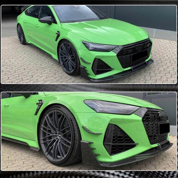 Накладка на передній бампер Lip V1 (для RS7 2018-2022, Сухий карбон) для Ауди A7 2018- рр | Зображення 3