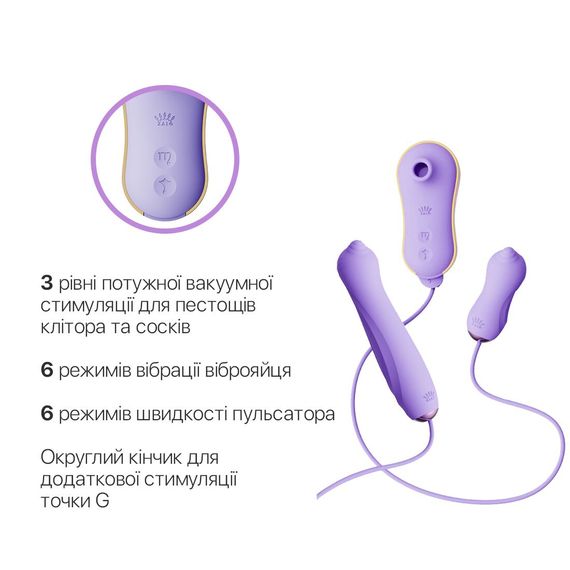 Набір 3в1 Zalo – UNICORN Set Violet, віброяйце, пульсатор, вакуумний стимулятор | Зображення 3
