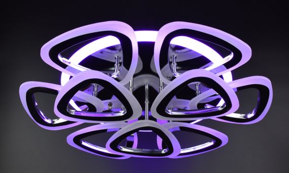 Люстра світлодіодна стельова LED світильник для квартири на стелю лед з пультом 25948 Хром 11х57х57 см. | Зображення 7