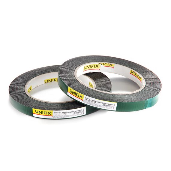Лента клейкая двухсторонняя на вспененной основе 12мм*5м чёрная UNIFIX