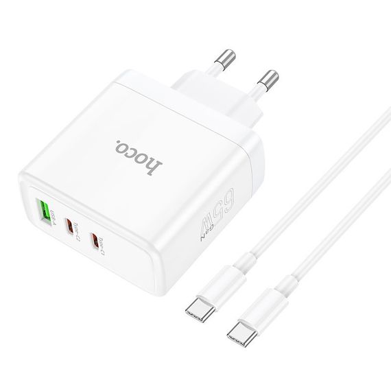 СЗУ Hoco N30 Glory PD65W (2Type-C/1USB) + Type-C to Type-C | Зображення 1