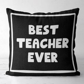 Подушка габардинова з принтом Best teacher ever 40x40 (4P_TCH017)