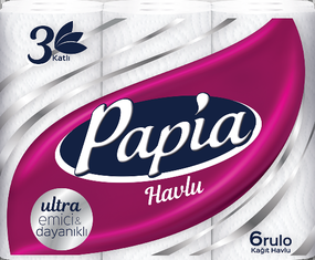 Бумажные полотенца Papia 3 слоя 6 рулонов
