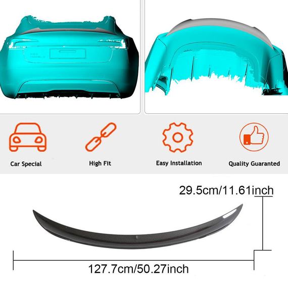 Спойлер V1 (2023-2025, Карбон) для Tesla Model 3 2017- гг | Зображення 3