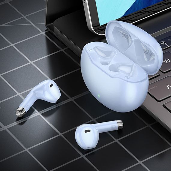 Беспроводные TWS наушники Hoco EW61 June Milky White Технічка, Blue, Да, Без кріплень, Вакуумні, Бездротове | Зображення 1