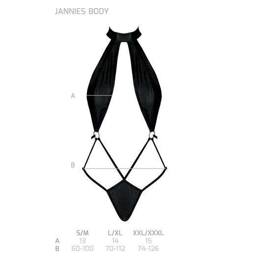 Боді-халтер з екошкіри Passion JANNIES BODY S/M black | Зображення 4