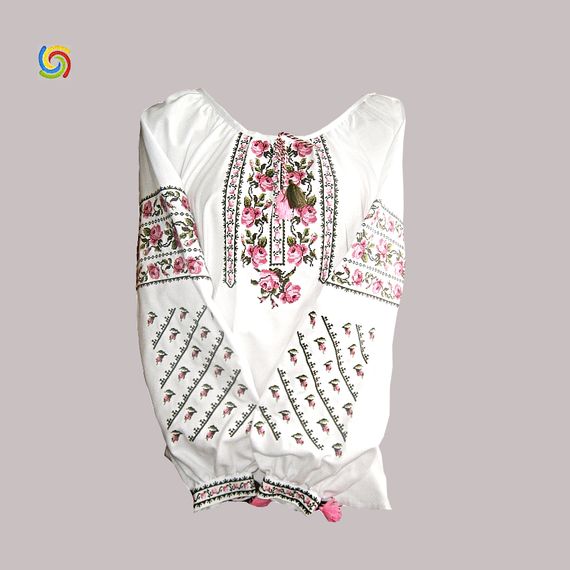 Рубашка Украинская вышиванка 010522 цвет белый размер S