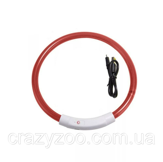 Ошейник для собак LED светящийся красный 70 см 6648