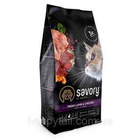 Корм сухий Savory Adult Cat Steril Fresh Lamb and Chicken для стерилізованих котів з ягнятиною та куркою 2 кг