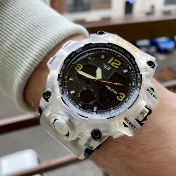 Годинник наручний чоловічий SKMEI 1155BWT, наручний годинник для військових, фірмовий спортивний годинник. Колір: білий | Зображення 4
